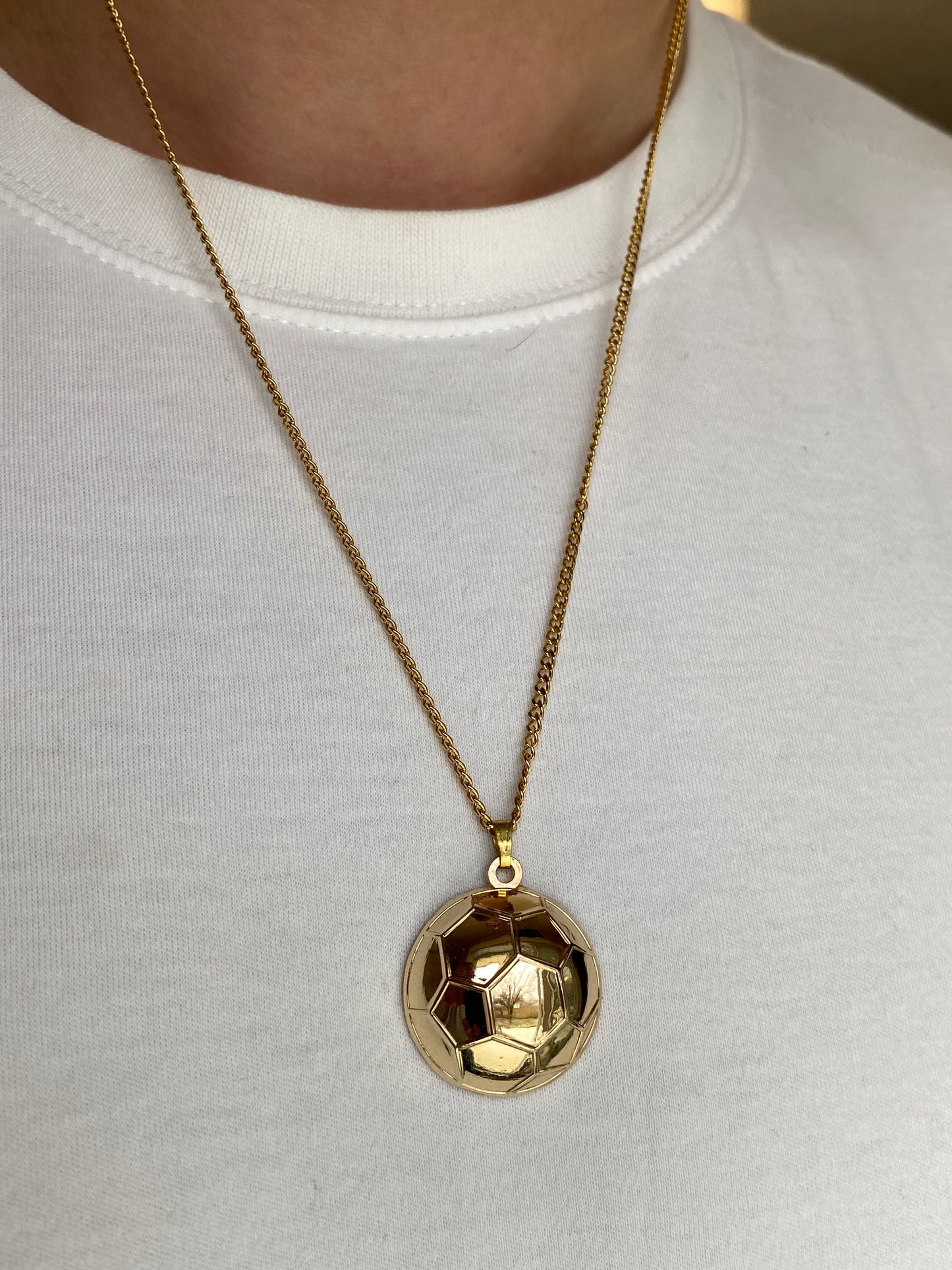 3D Gold Soccer Ball Necklace