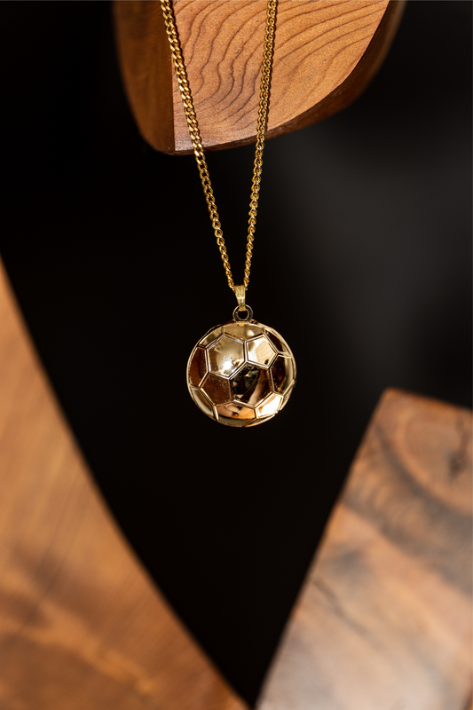 3D Gold Soccer Ball Necklace