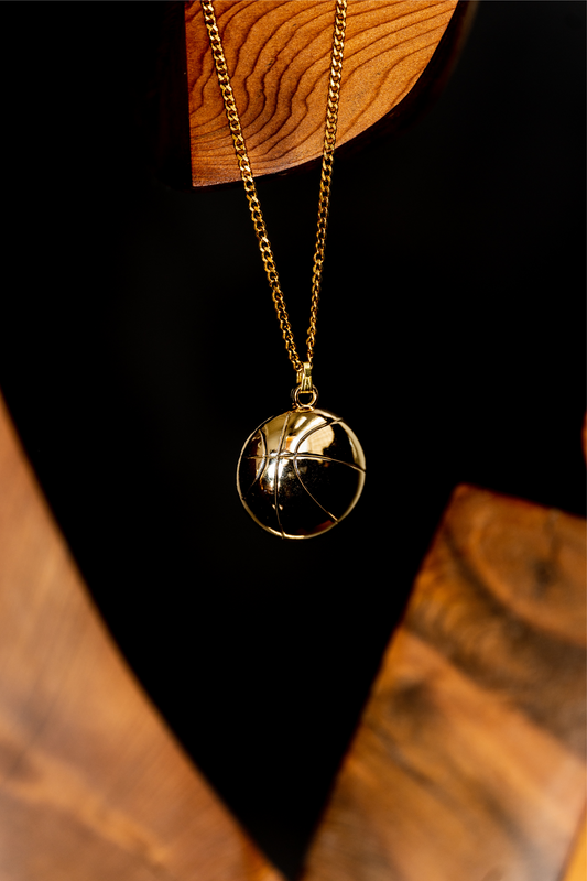 3D Gold Basketball Necklace